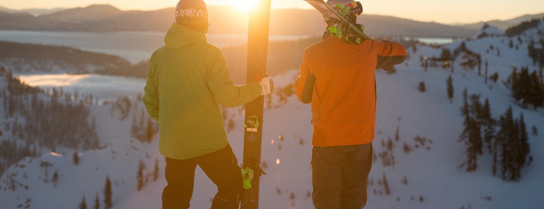 Warren Miller skiers see sunrise
