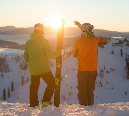 Warren Miller skiers see sunrise