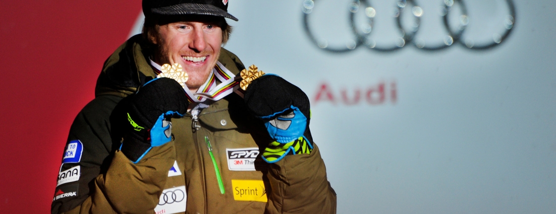 Ted Ligety with Medals (Tom Kelly)