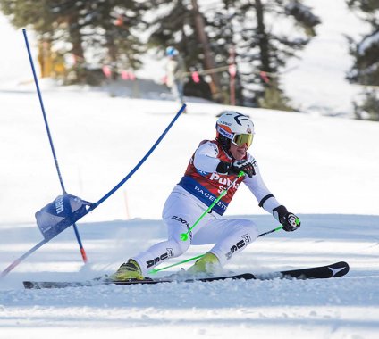 Masters racer Franz Fuchsberger gets a handicap at NASTAR’s 2015 national pacesetting trials (credit: Dave Camera/NASTAR).